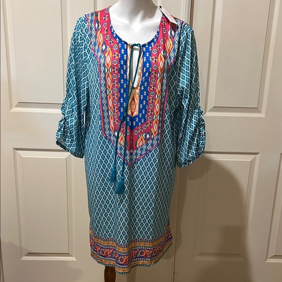 Urban Coco Vibrant Multicolor Long Sleeve Dress. NWT. XL - Picture 1 of 11